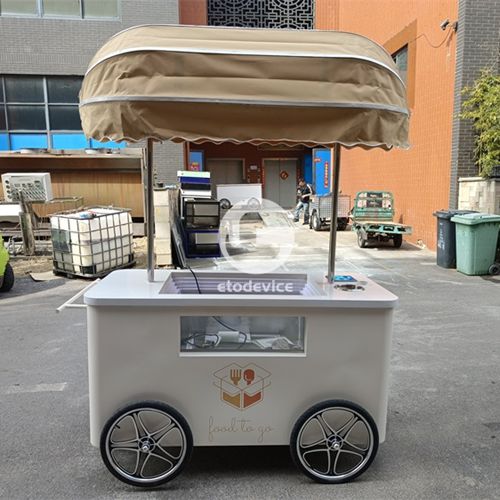 ice cream cart with sink and display tray